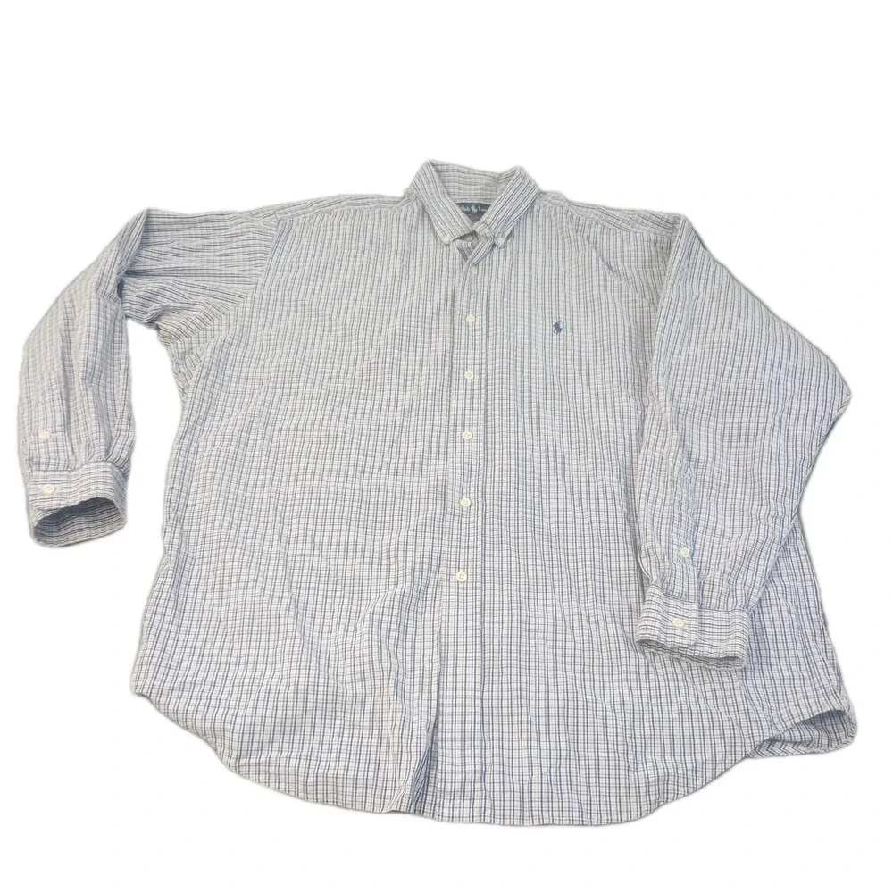 Polo Ralph Lauren Blake Shirt Mens XL Blue Plaid Button Up Long Sleeve Pink Pony
